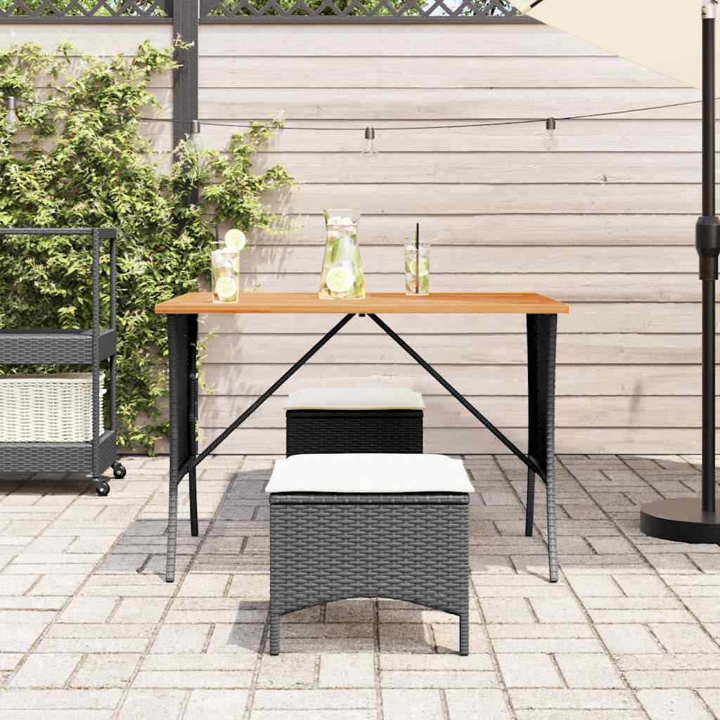 Set mobilier de grădină cu perne, 3 piese, negru, poliratan GartenMobel Dekor