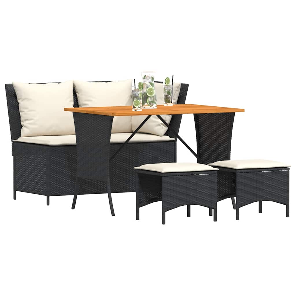 Set mobilier de grădină cu perne, 4 piese, negru, poliratan GartenMobel Dekor