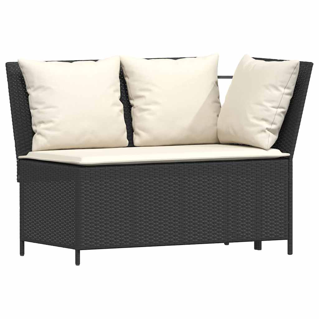 Set mobilier de grădină cu perne, 4 piese, negru, poliratan GartenMobel Dekor
