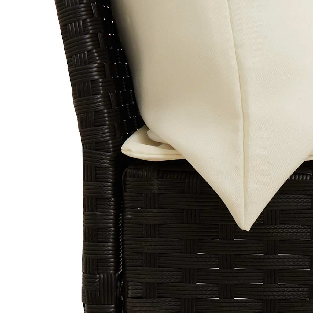 Set mobilier de grădină cu perne, 4 piese, negru, poliratan GartenMobel Dekor