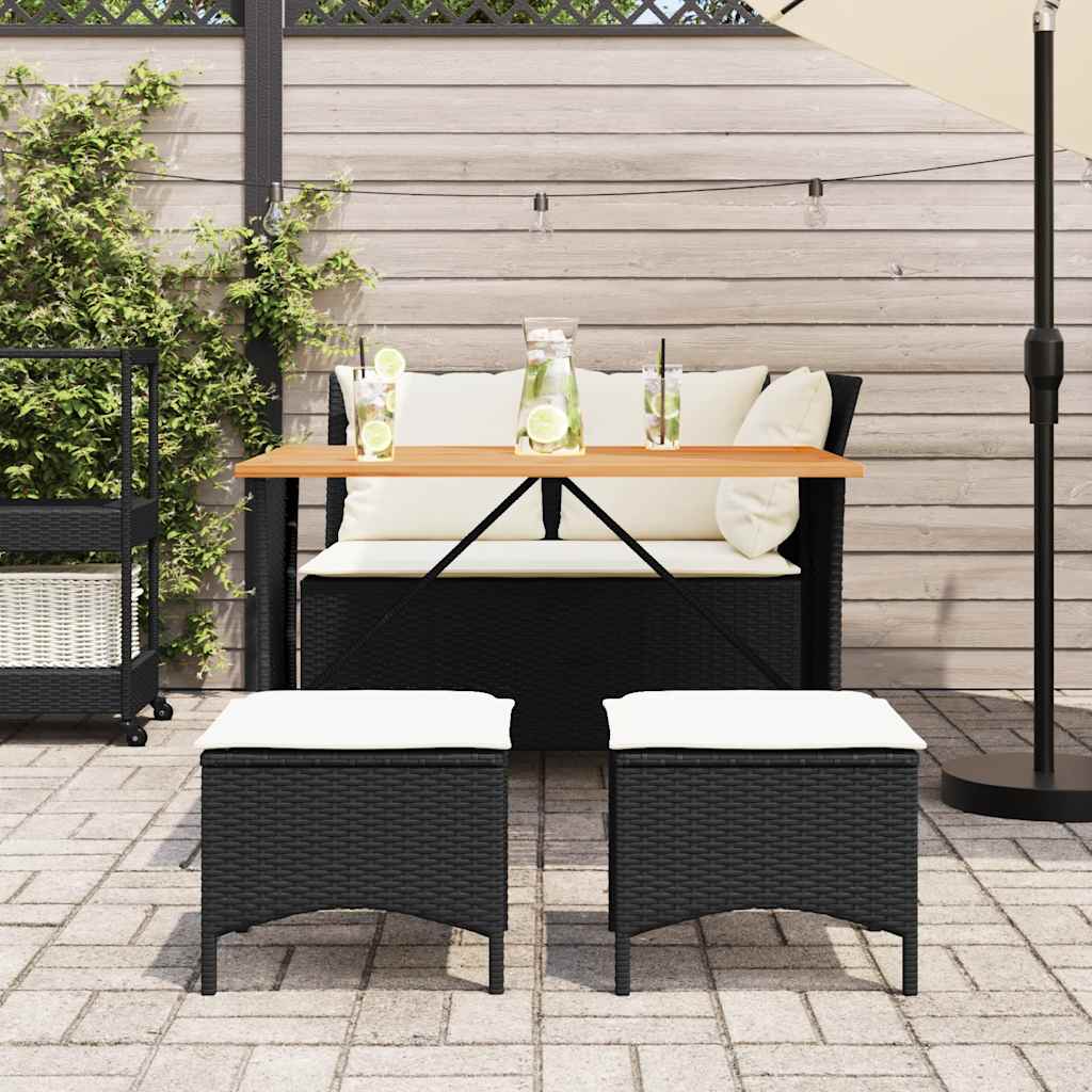 Set mobilier de grădină cu perne, 4 piese, negru, poliratan GartenMobel Dekor