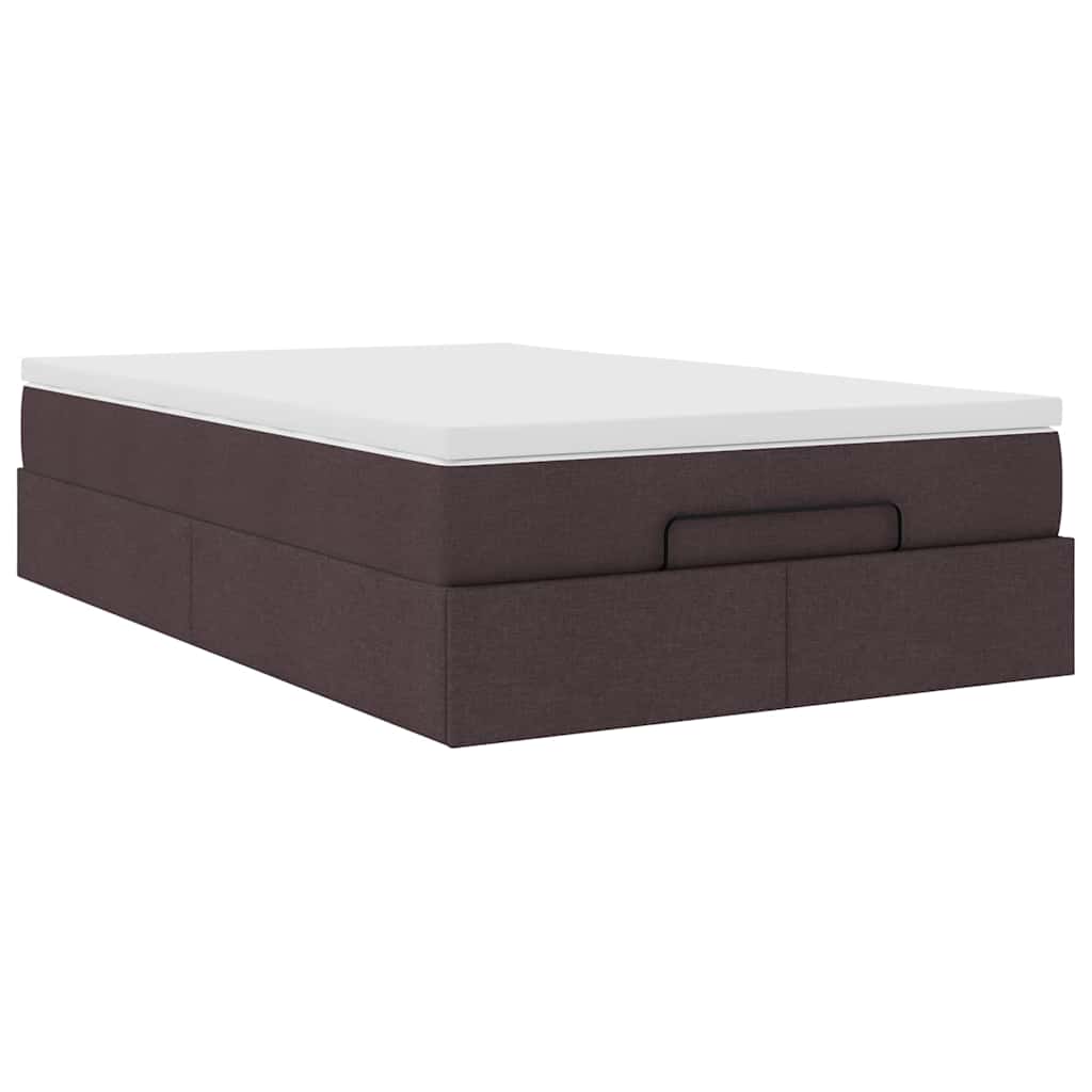 Cadru de pat otoman cu saltea țesătură maro închis 120x200 cm GartenMobel Dekor