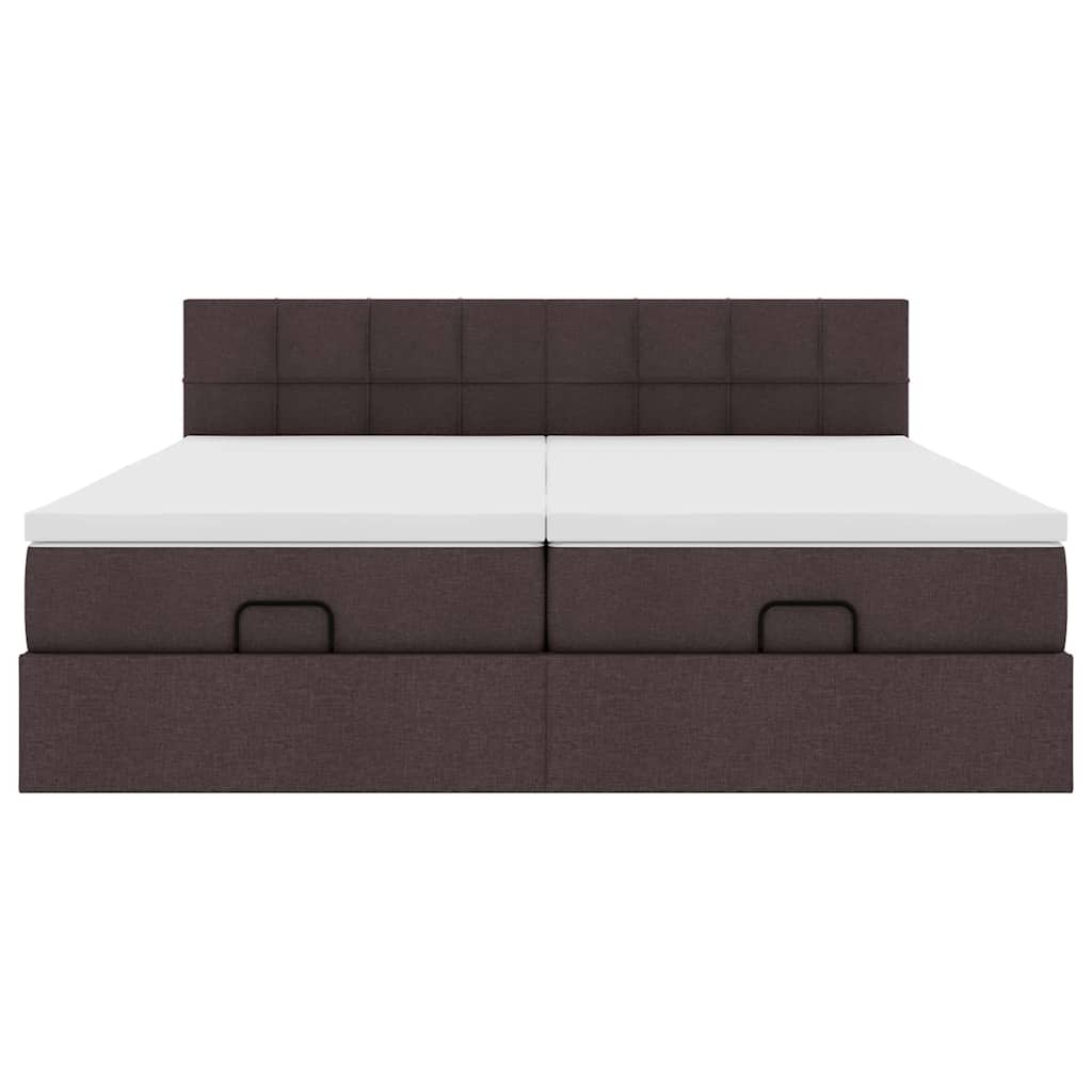 Cadru de pat otoman cu saltele țesătură maro închis 200x200cm GartenMobel Dekor