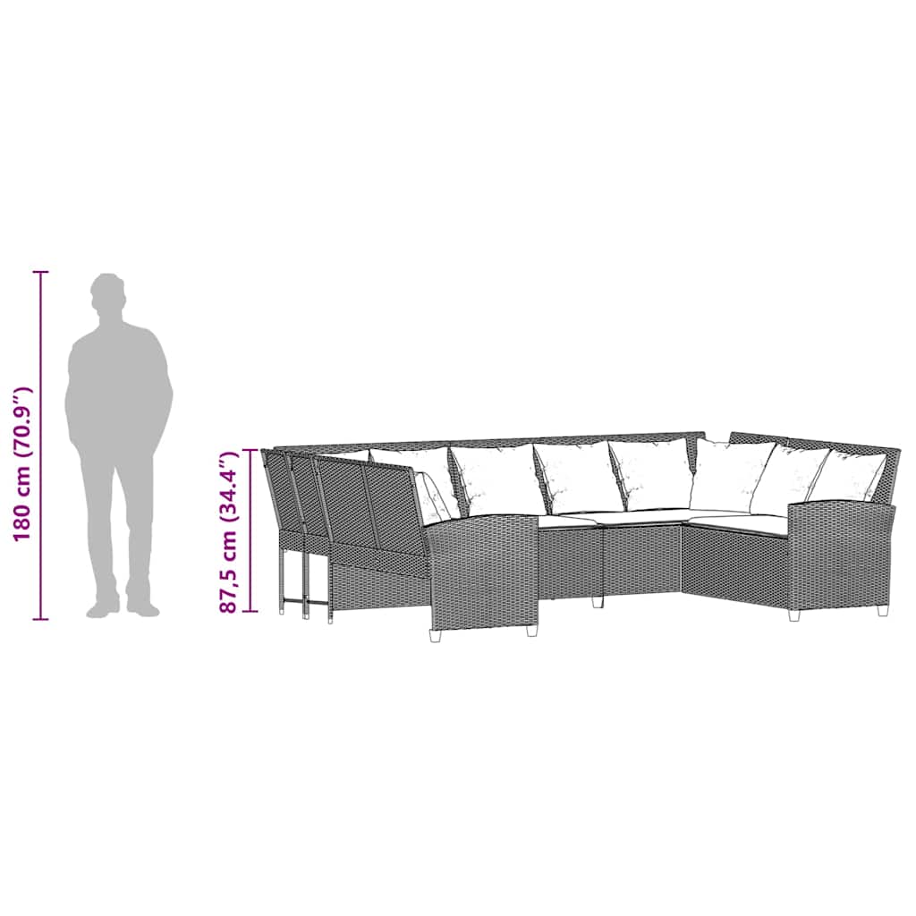 Canapea de grădină cu perne, negru, poliratan GartenMobel Dekor