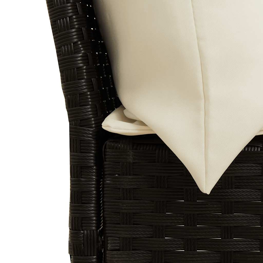 Canapea de grădină cu perne, negru, poliratan GartenMobel Dekor