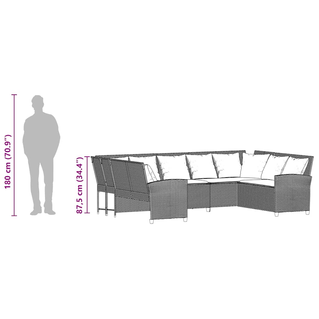 Canapea de grădină cu perne din polirattan gri deschis GartenMobel Dekor