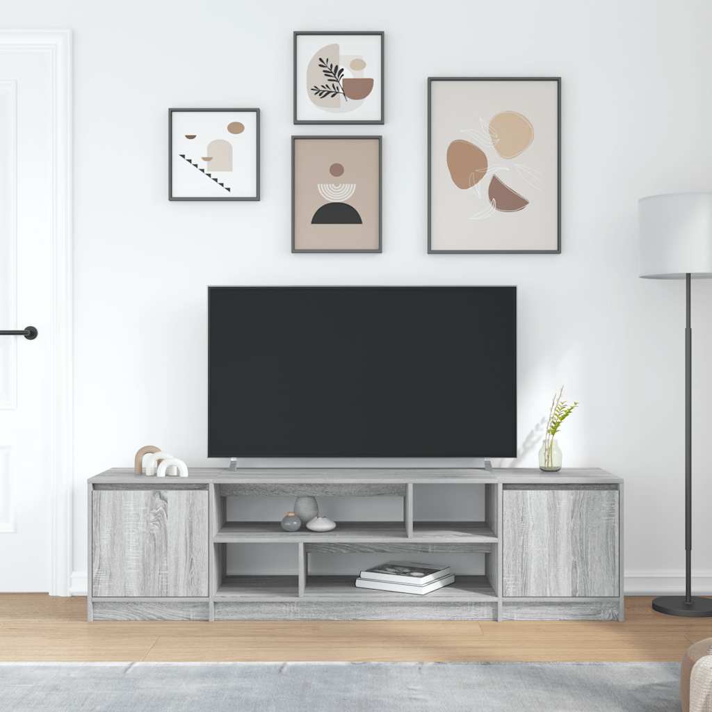 Comodă TV, gri sonoma, 188,5x41x50 cm, lemn prelucrat GartenMobel Dekor
