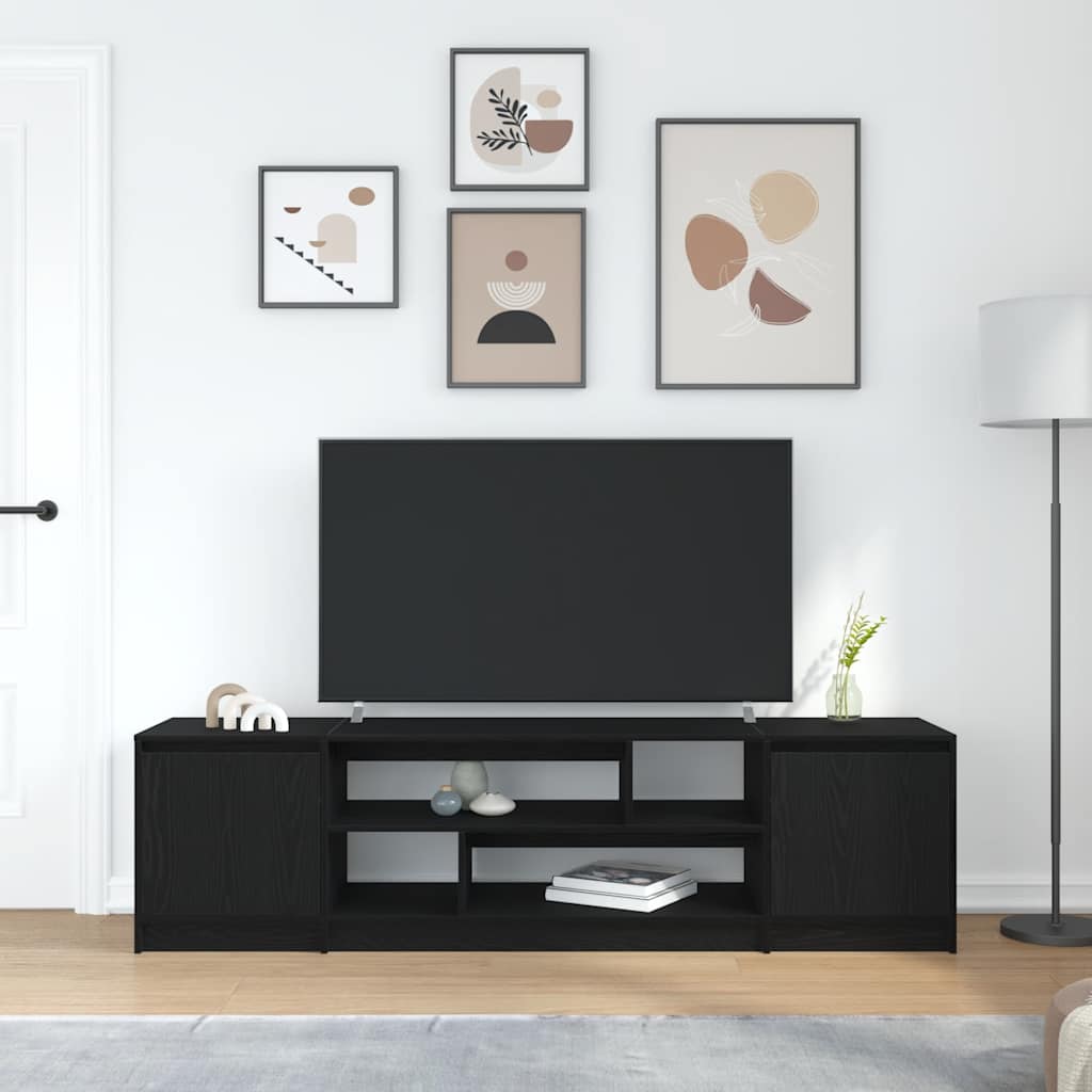 Dulap TV Stejar Negru 188,5x41x50 cm Lemn prelucrat GartenMobel Dekor