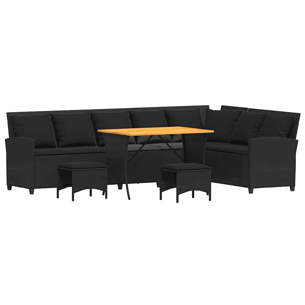 Set canapea de grădină 4 piese cu perne, în formă de L negru GartenMobel Dekor