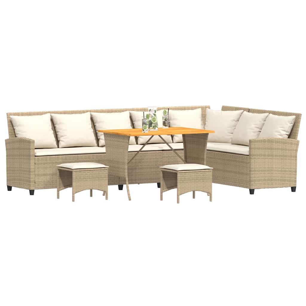 Set canapea grădină 4 piese cu perne formă L polirattan bej GartenMobel Dekor