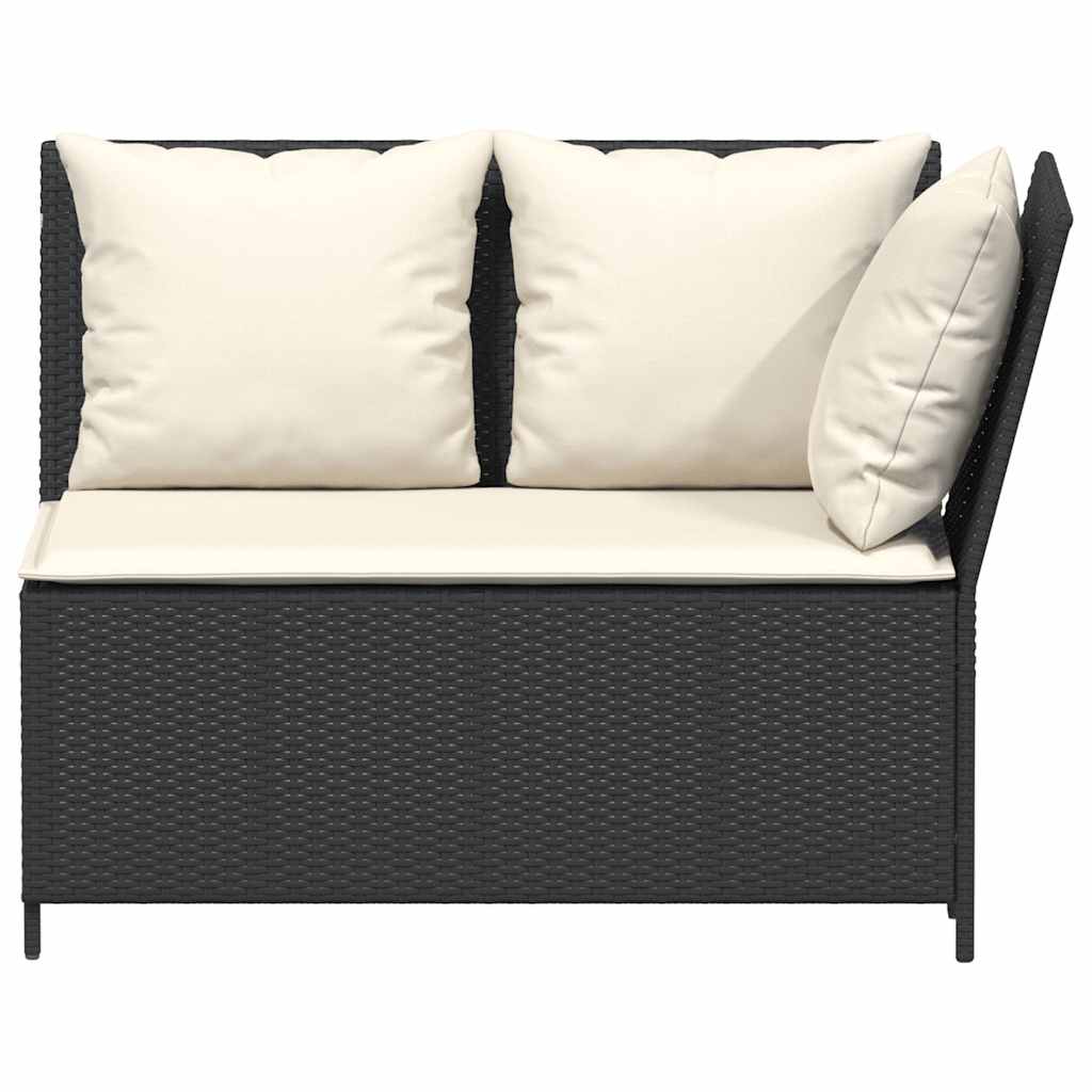 Set mobilier de grădină cu perne, 3 piese, negru, poliratan GartenMobel Dekor
