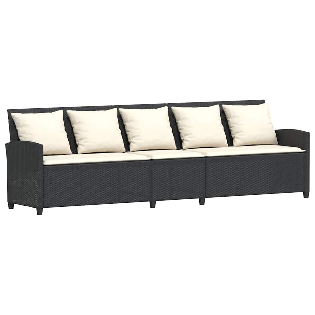 Set mobilier de grădină cu perne, 4 piese, negru, poliratan GartenMobel Dekor