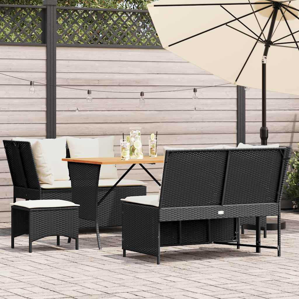 Set mobilier de grădină cu perne, 5 piese, negru, poliratan GartenMobel Dekor