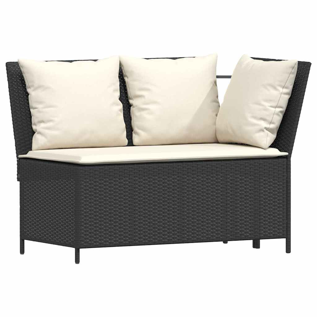 Set mobilier de grădină cu perne, 5 piese, negru, poliratan GartenMobel Dekor