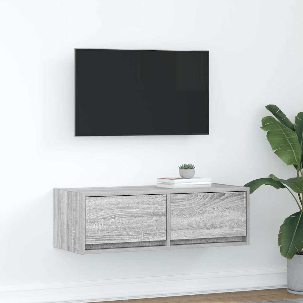 Dulap TV Gri Sonoma 80x31x25,5 cm lemn prelucrat GartenMobel Dekor