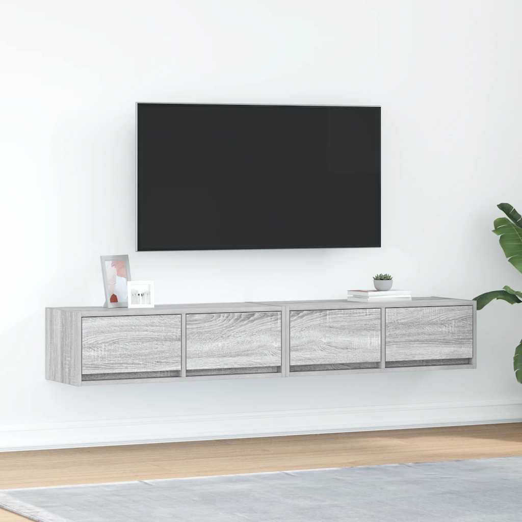Dulapuri TV 2 buc Gri Sonoma 80x31x25,5 cm Lemn prelucrat GartenMobel Dekor