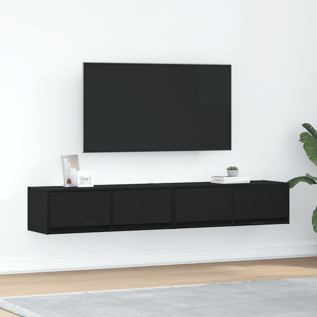 Dulapuri TV 2 buc Stejar negru 80x31x25,5 cm Lemn prelucrat GartenMobel Dekor