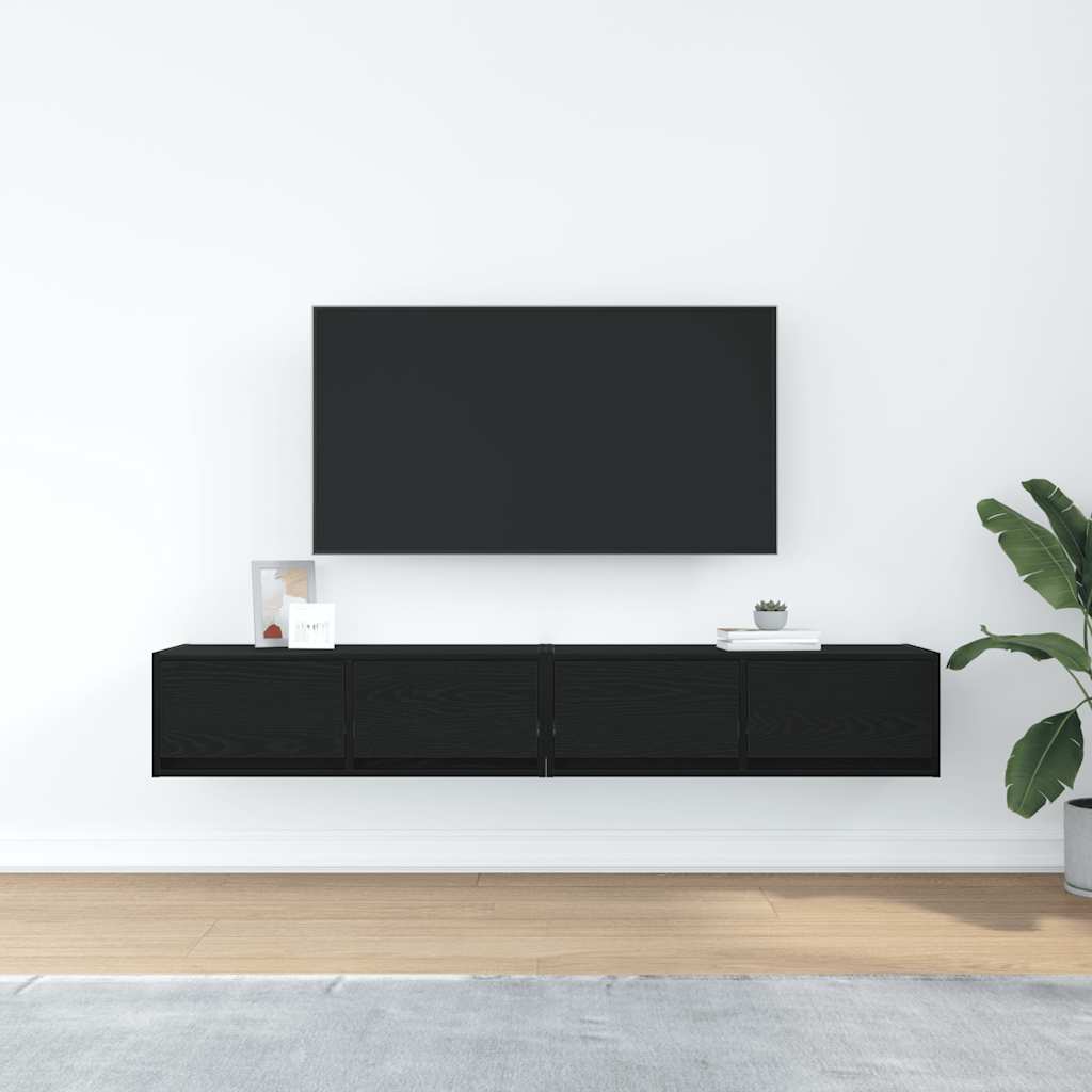 Dulapuri TV 2 buc Stejar negru 80x31x25,5 cm Lemn prelucrat GartenMobel Dekor