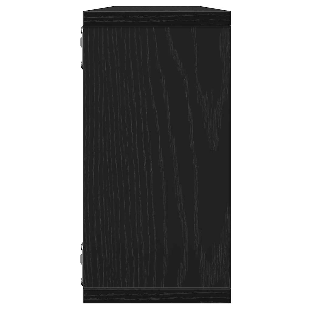 Rafturi cub de perete 4 buc Stejar negru Lemn prelucrat GartenMobel Dekor