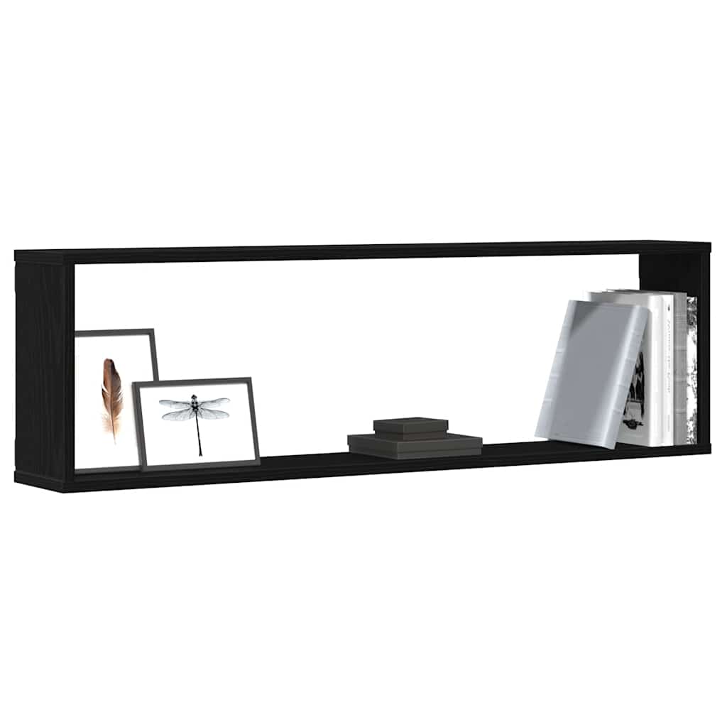 Rafturi cub de perete 4 buc Stejar negru Lemn prelucrat GartenMobel Dekor