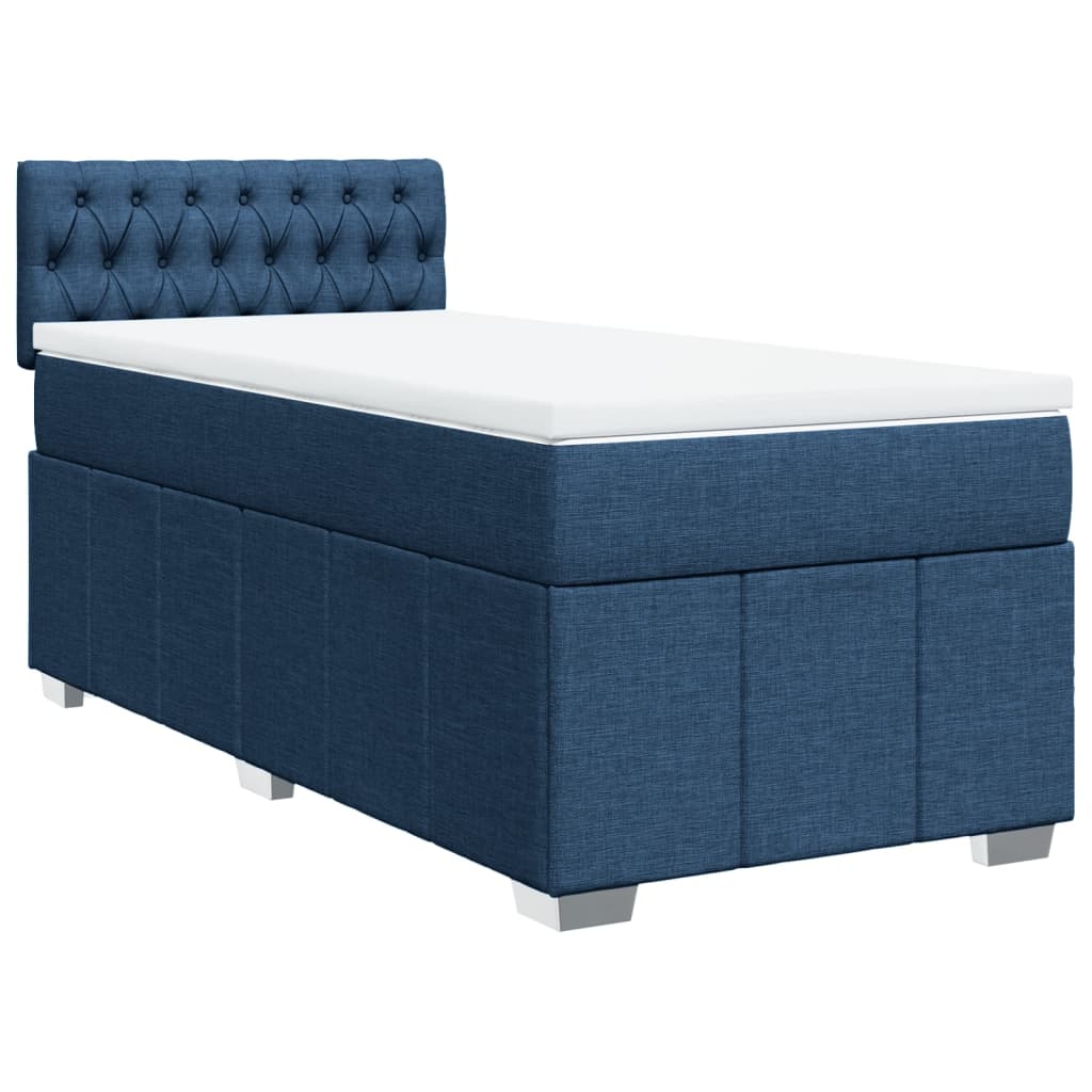 Pat box spring cu saltea, albastru, 80x200 cm, textil GartenMobel Dekor