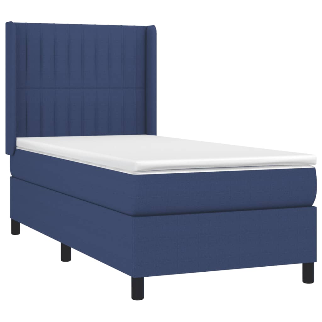 Pat box spring cu saltea, albastru, 80x200 cm, textil GartenMobel Dekor