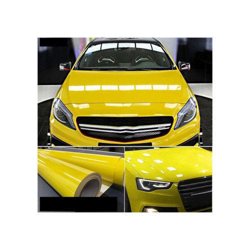 Folie auto caroserie autocolant PET Premium cu tehnologie de eliminare a bulelor galben 1mx1,52m Cod: SP070X Automotive TrustedCars