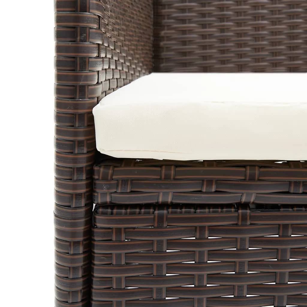 Set mobilier bistro, 3 piese, maro, poliratan/sticlă securizată GartenMobel Dekor