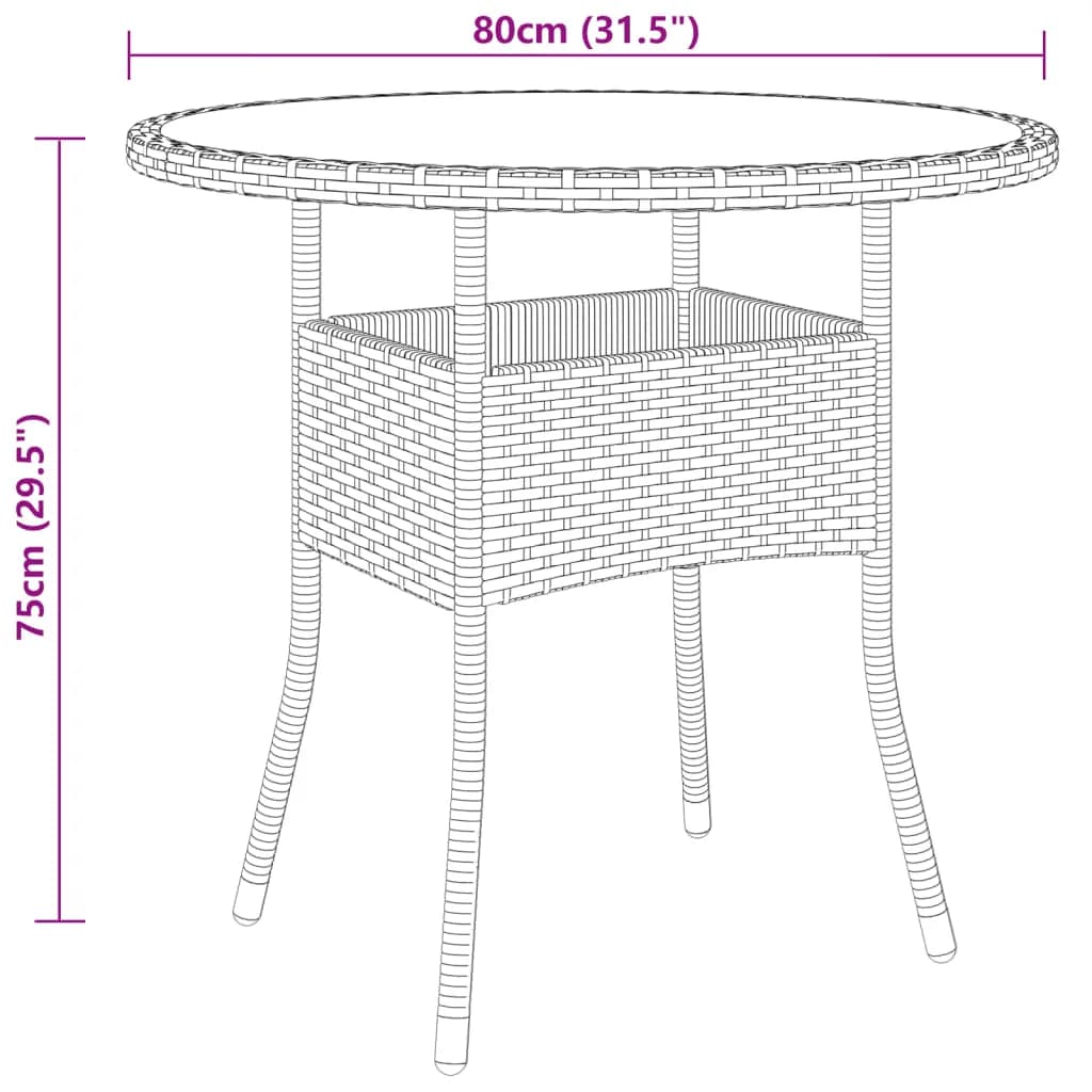 Set mobilier bistro, 3 piese, maro, poliratan/sticlă securizată GartenMobel Dekor