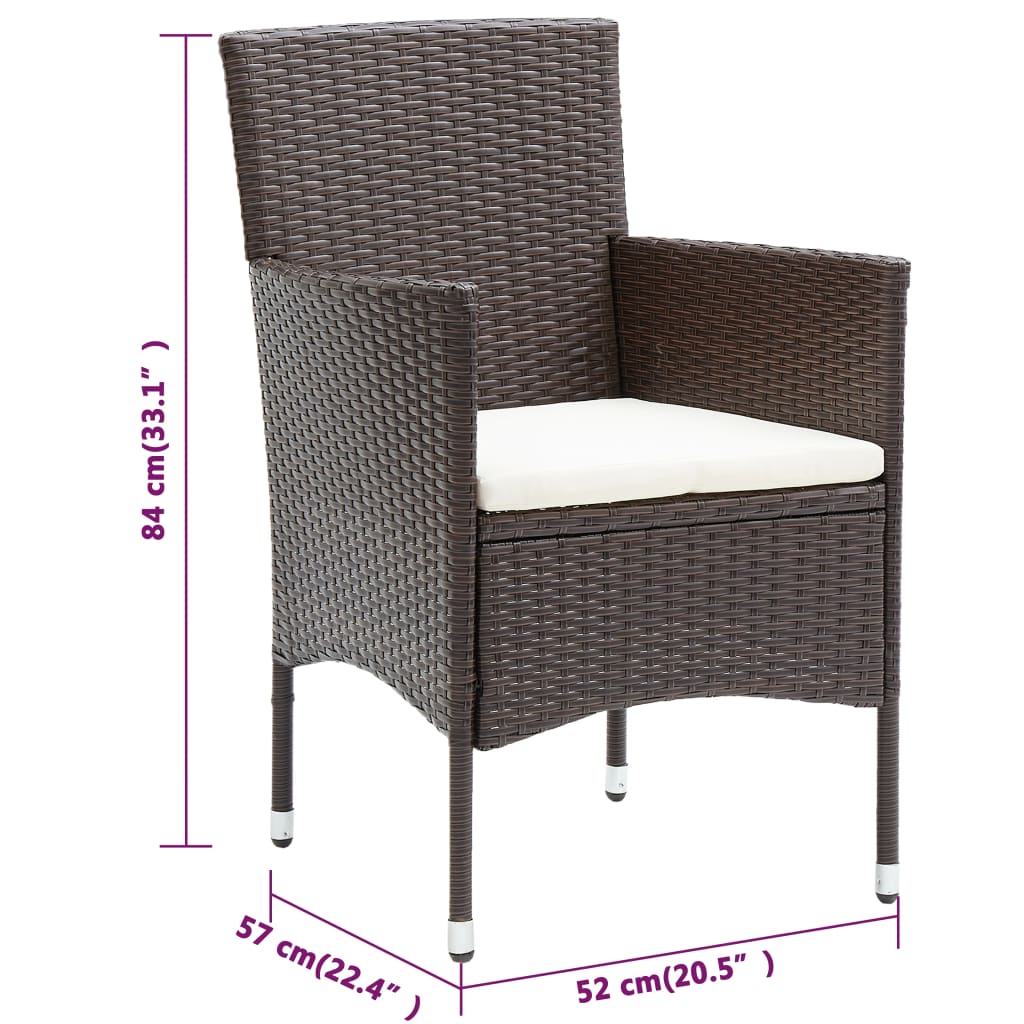 Set mobilier de grădină cu perne, 3 piese, maro GartenMobel Dekor