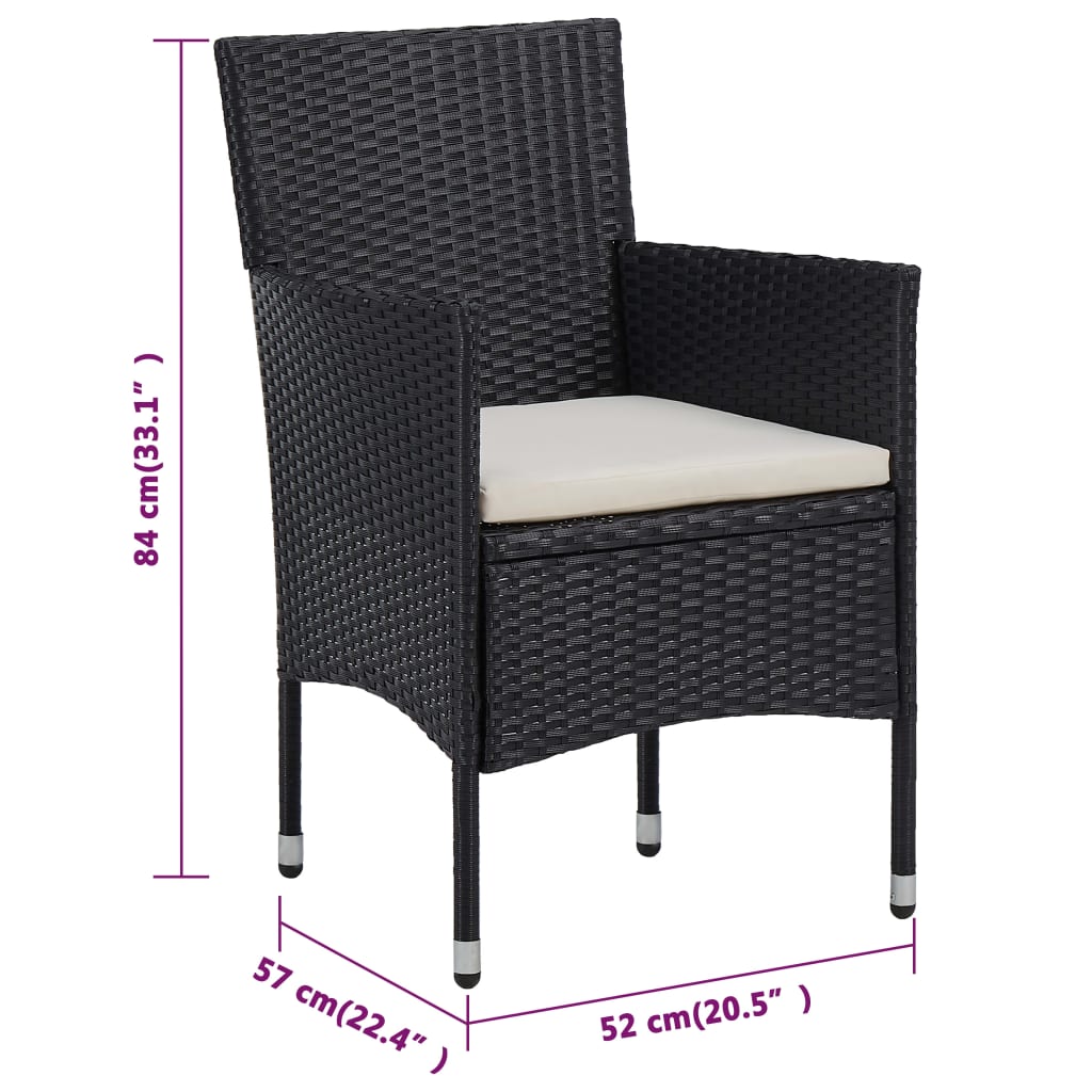 Set mobilier de grădină cu perne, 3 piese, negru GartenMobel Dekor