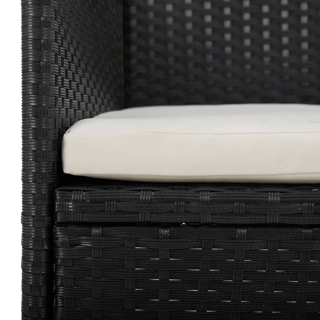 Set mobilier grădină, 5 piese, negru, poliratan/sticlă tratată GartenMobel Dekor