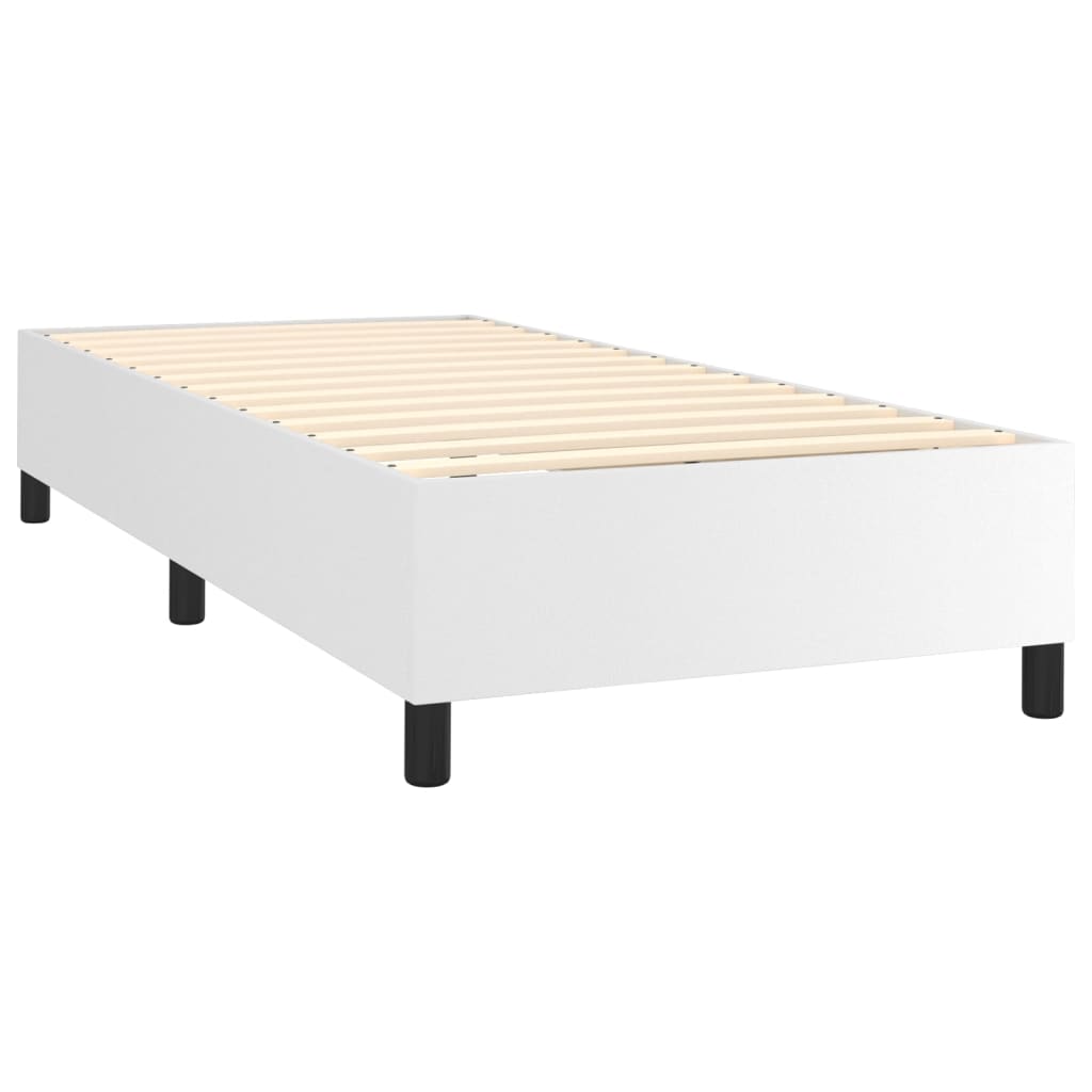 Pat box spring cu saltea, alb, 90x190 cm, piele ecologică GartenMobel Dekor