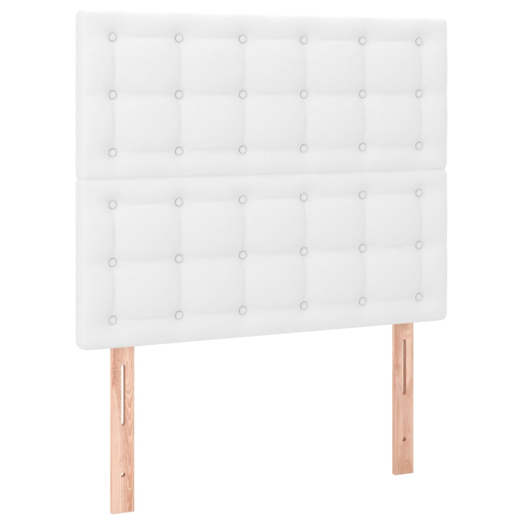Pat box spring cu saltea, alb, 90x190 cm, piele ecologică GartenMobel Dekor