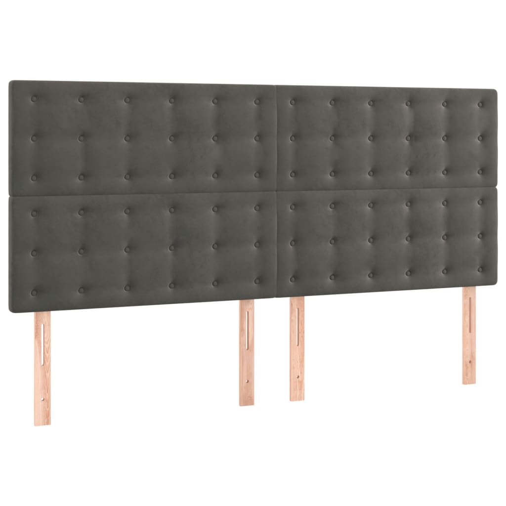 Pat box spring cu saltea, gri închis, 160x200 cm, catifea GartenMobel Dekor