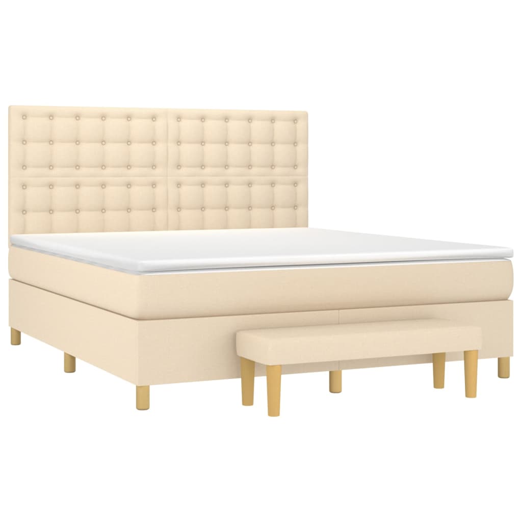 Pat continental cu saltea, crem, 180x200 cm, textil GartenMobel Dekor