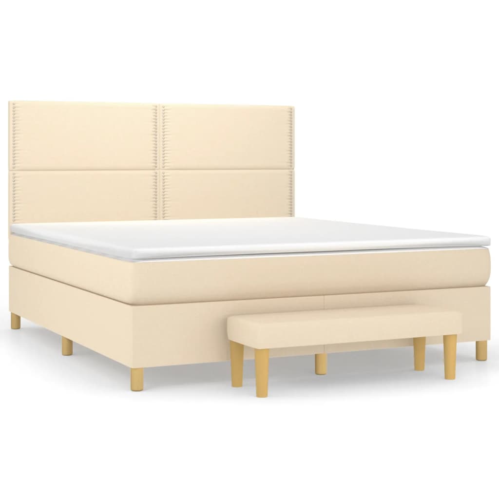Pat continental cu saltea, crem, 180x200 cm, textil GartenMobel Dekor
