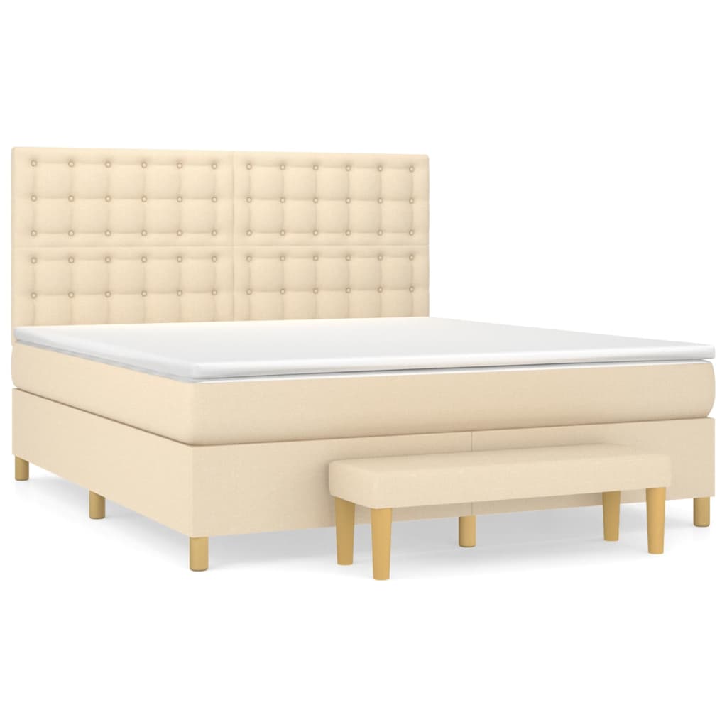 Pat continental cu saltea, crem, 180x200 cm, textil GartenMobel Dekor