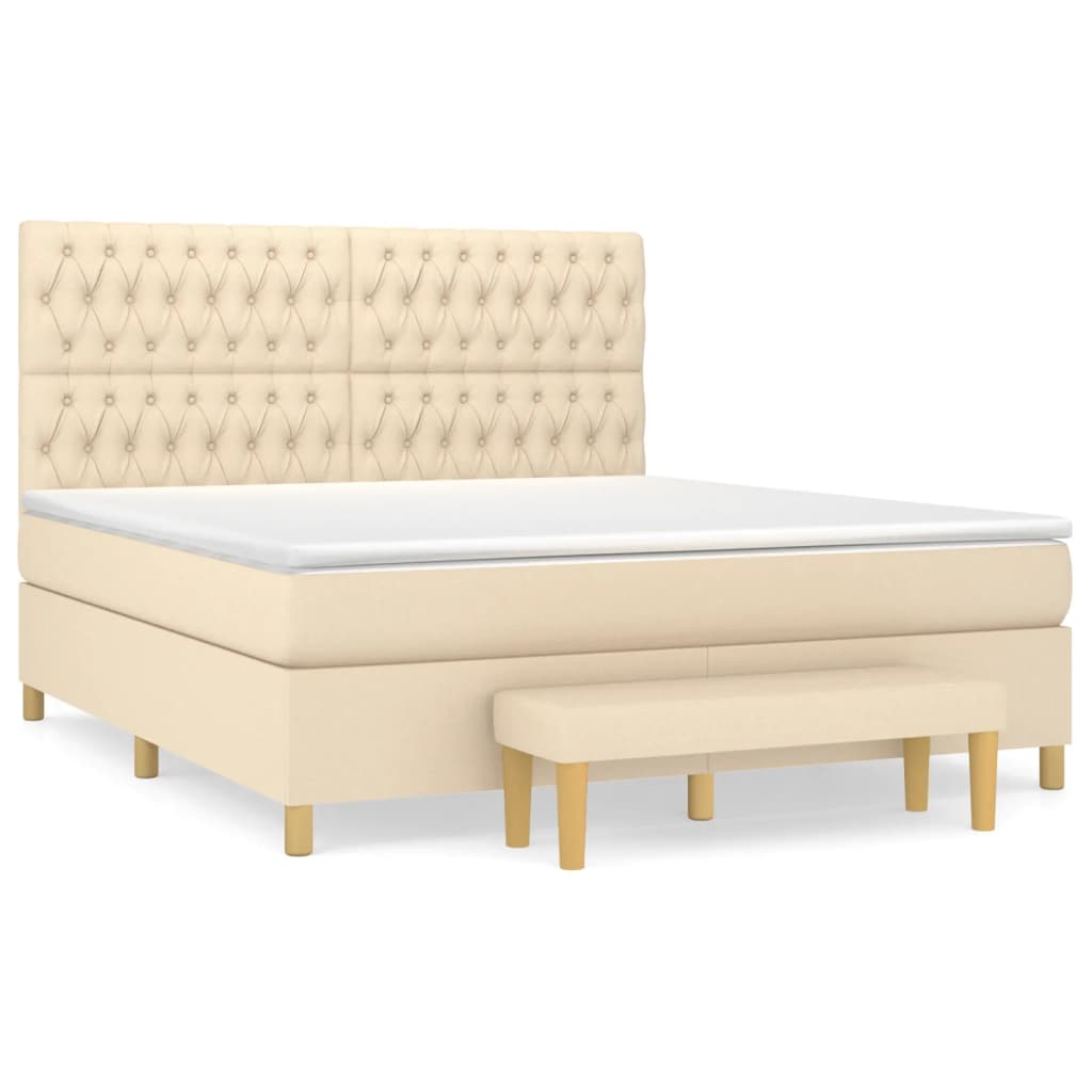 Pat continental cu saltea, crem, 180x200 cm, textil GartenMobel Dekor