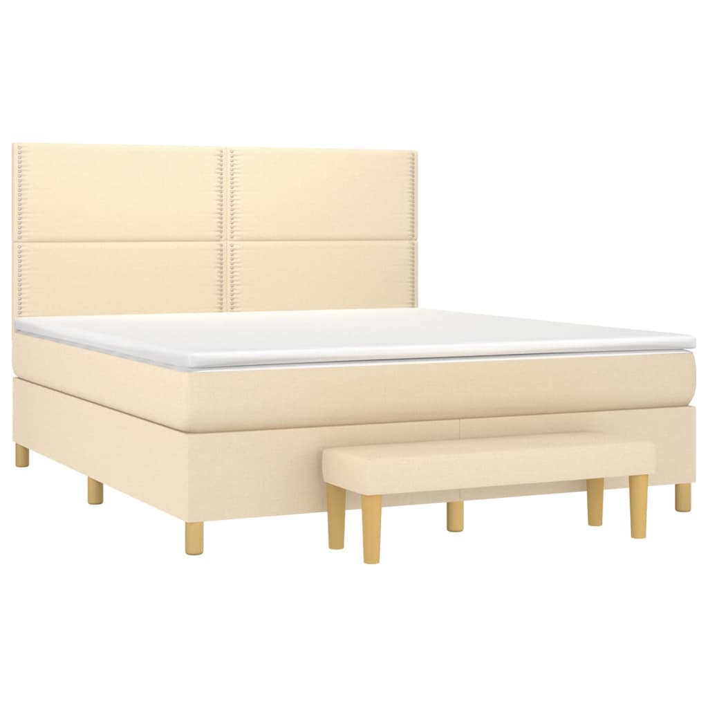 Pat continental cu saltea, crem, 180x200 cm, textil GartenMobel Dekor
