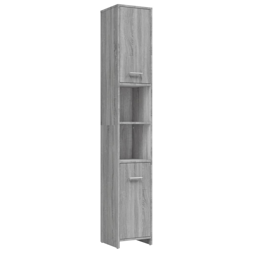 Set mobilier de baie, 4 piese, gri sonoma, lemn prelucrat GartenMobel Dekor
