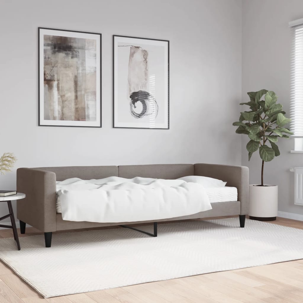 Pat de zi cu saltea, gri taupe, 80x200 cm, textil GartenMobel Dekor