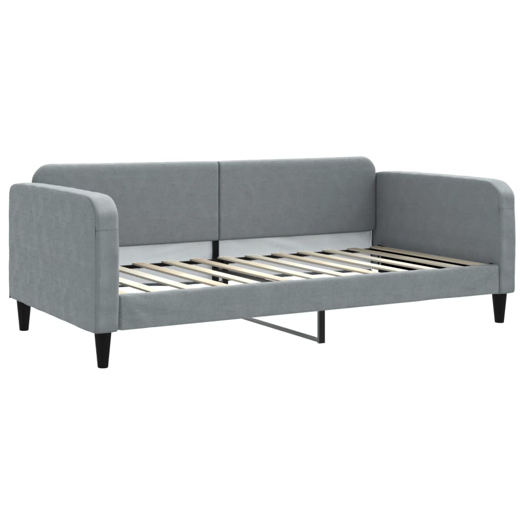 Pat de zi cu extensie și saltele, gri deschis 100x200 cm textil GartenMobel Dekor