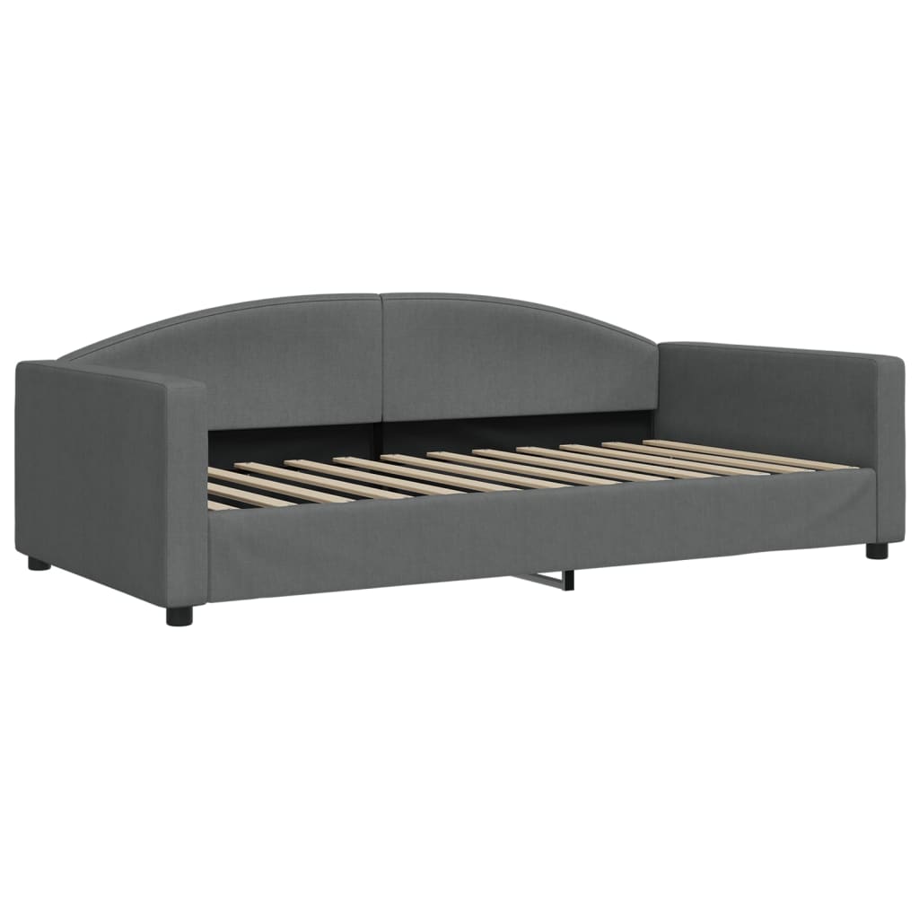 Pat de zi cu extensie și saltele, gri închis, 100x200 cm textil GartenMobel Dekor