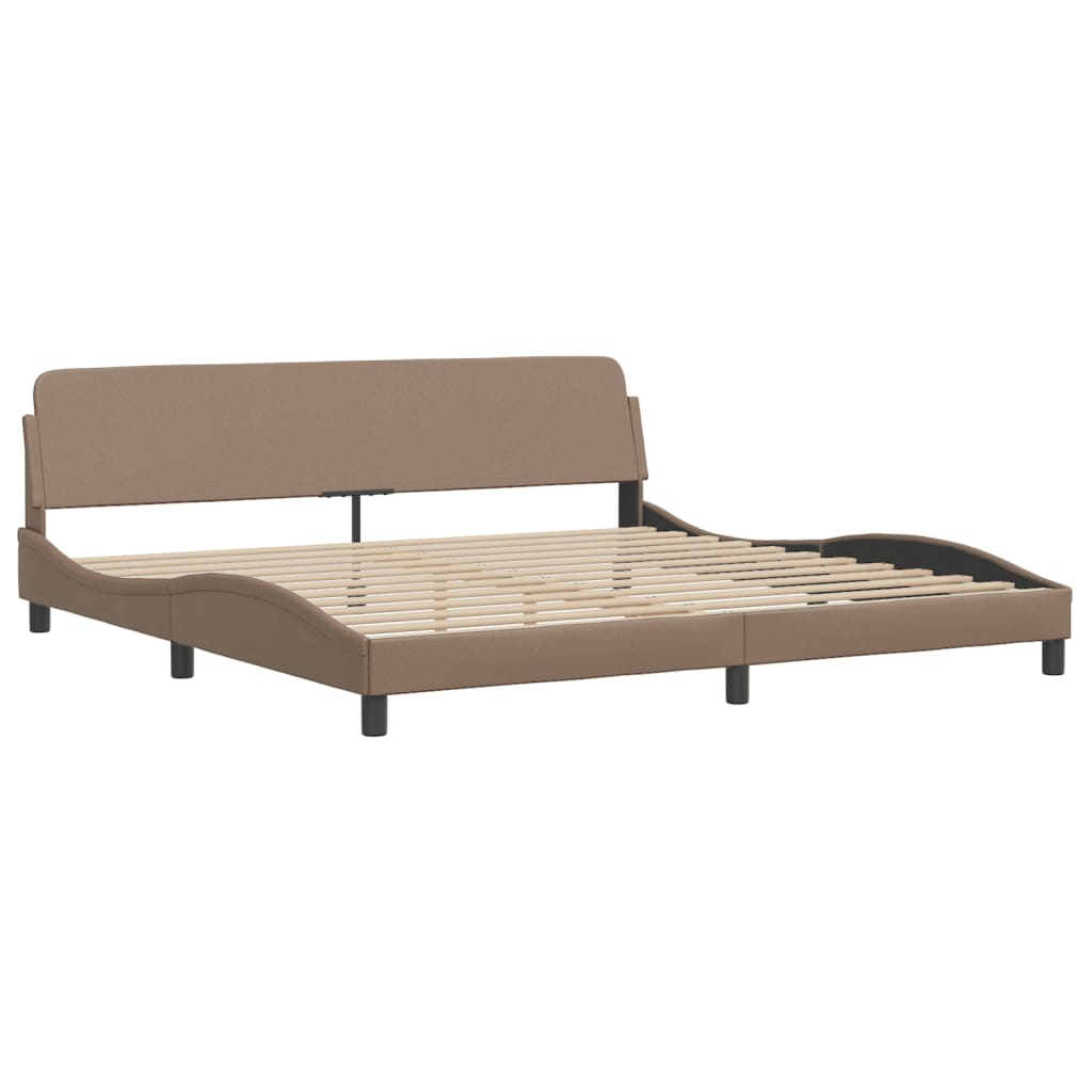 Pat cu saltea, cappuccino, 200x200 cm, piele ecologică GartenMobel Dekor