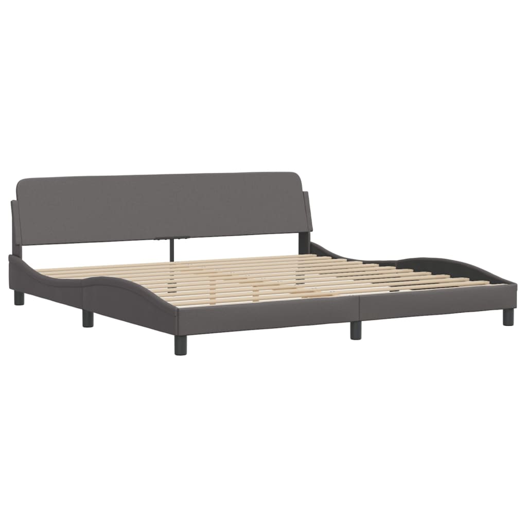 Pat cu saltea, gri, 200x200 cm, piele ecologică GartenMobel Dekor