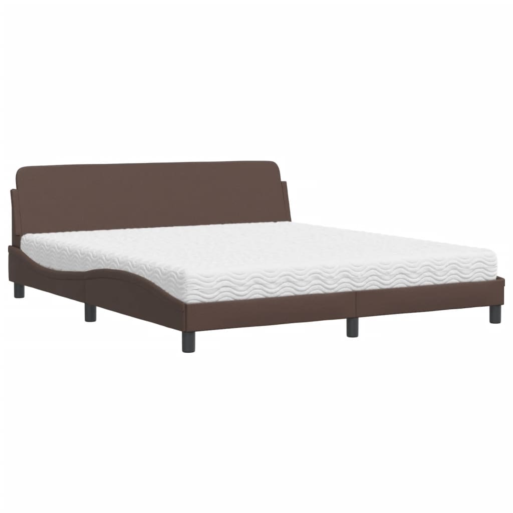 Pat cu saltea, maro, 180x200 cm, piele ecologică GartenMobel Dekor