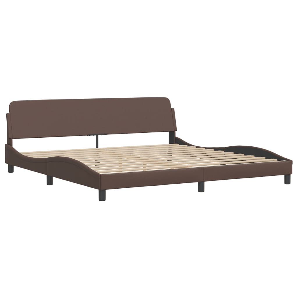 Pat cu saltea, maro, 200x200 cm, piele ecologică GartenMobel Dekor