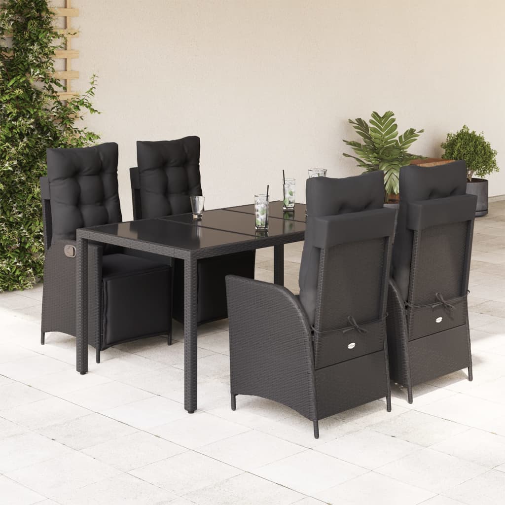 Set mobilier de grădină cu perne, 5 piese, negru, poliratan GartenMobel Dekor