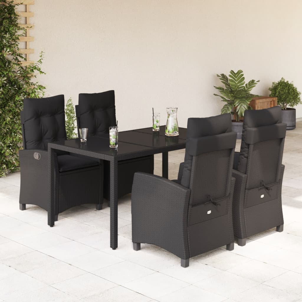Set mobilier de grădină cu perne, 5 piese, negru, poliratan GartenMobel Dekor